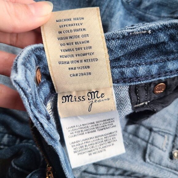 Miss Me Signature Rise Boot Cut Sequin & Embroidered Pockets Blue Denim Jeans 28 - Picture 16 of 16